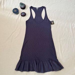 NWT Roots Blue Racerback Tunic Dress | Ruffle Hem | Size M | Casual Summer